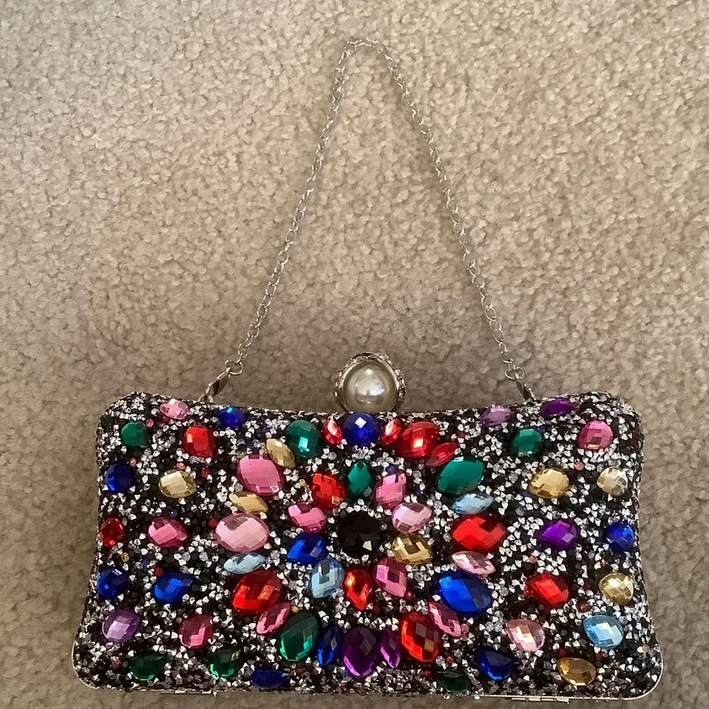 Multicolor Embellished Clutch